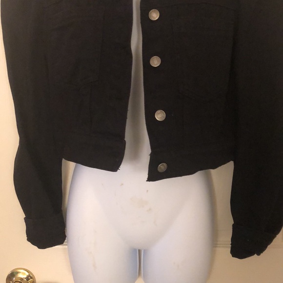Puff Sleeve Black Denim Jean Jacket Forever 21 - Picture 3 of 16
